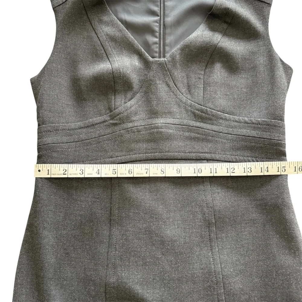 Ann Taylor LOFT Sheath Dress Charcoal Gray V-Neck Sleeveless Size 4 - Picture 6 of 7